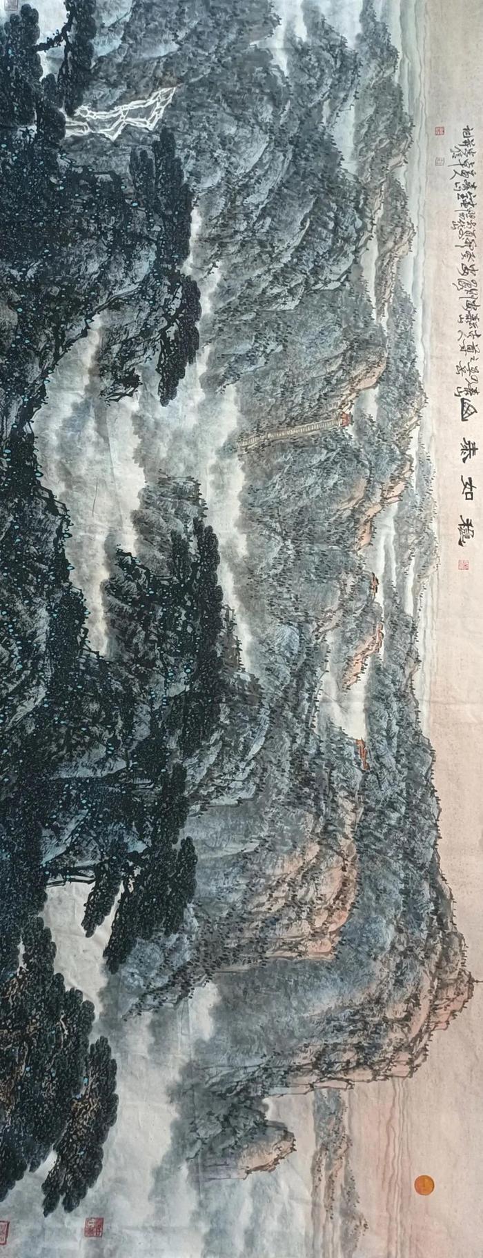 作品名称:《稳如泰山》画种:中国画尺寸:360cm×145cm作品名称:《五岳