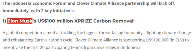 印度尼西亚经济论坛官方网站显示与埃隆·马斯克相关内容节选截图