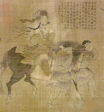 这幅画作表现的是中国古代"四大才女"之一的蔡文姬从胡地归乡的一个