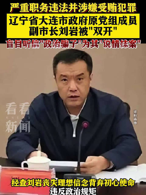 大连市原副市长刘岩被双开盲目听信政治骗子为其说情抹案