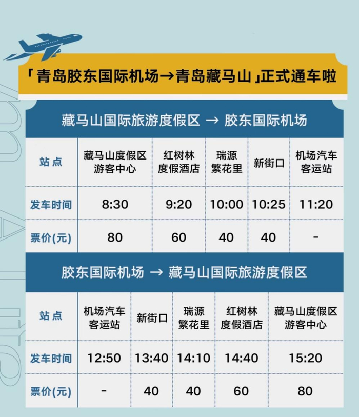 青岛胶东国际机场—藏马山景区定线旅游客运线路乘坐攻略来啦!