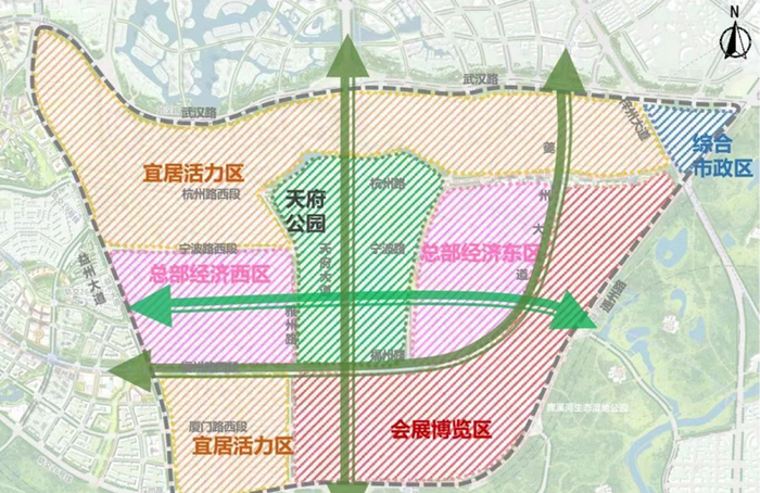 （图：总部商务区东西区功能定位）