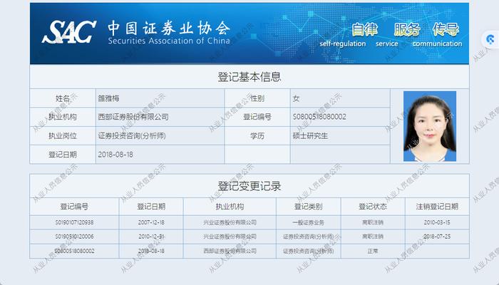 分析师雒雅梅从业记录