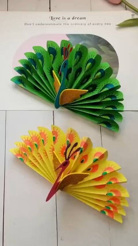 亲子折纸手工孔雀折纸还可以开屏哦码住和孩子一起折折