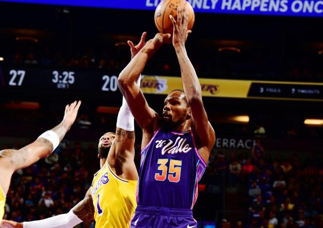 nba季中赛:詹皇带伤32 11 6杜兰特38 9 湖人双杀太阳获客场首胜__财经
