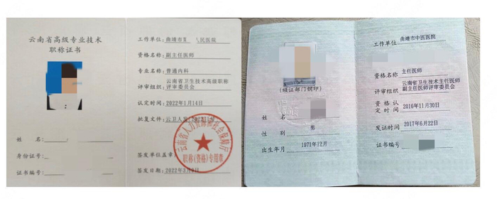 左为张某妻子，某二甲医院副主任医师；右为主任医师张某，某三甲医院主任医师。中国网科技 图