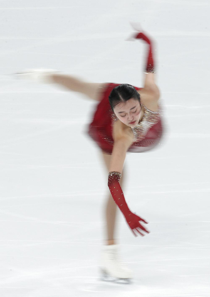 朱易在女单自由滑比赛中