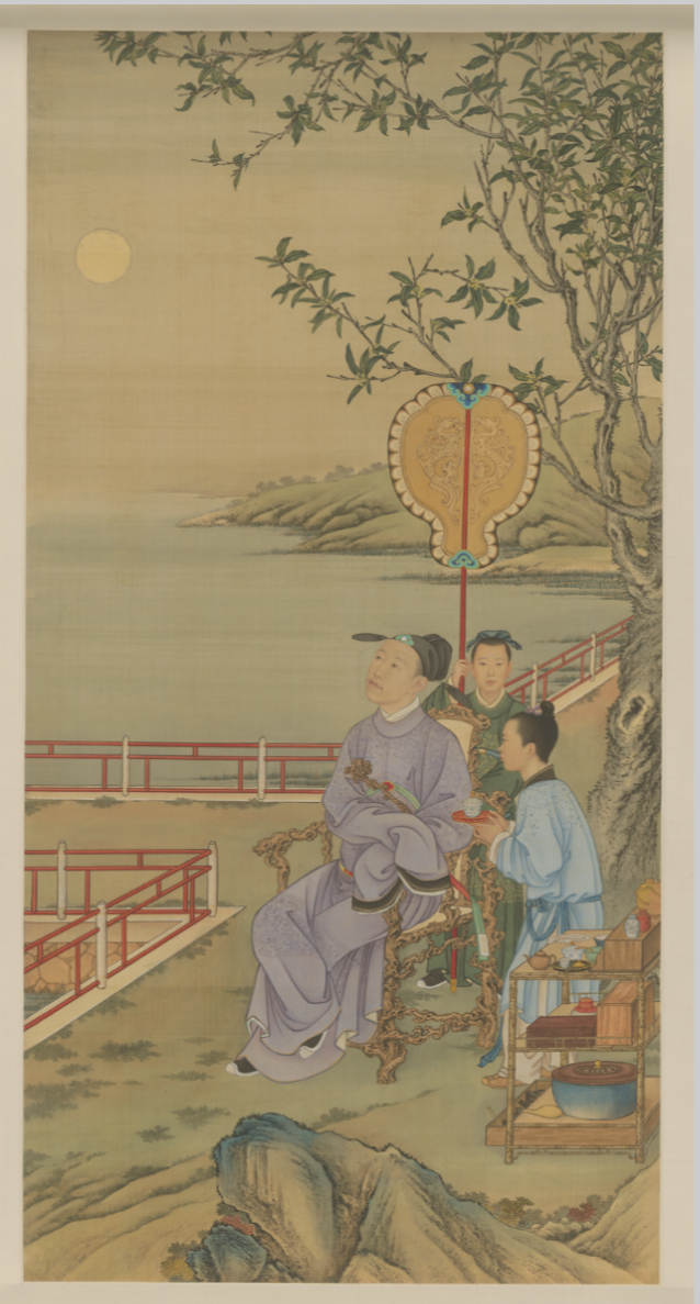 《弘历观月图轴》。图｜故宫博物院官网