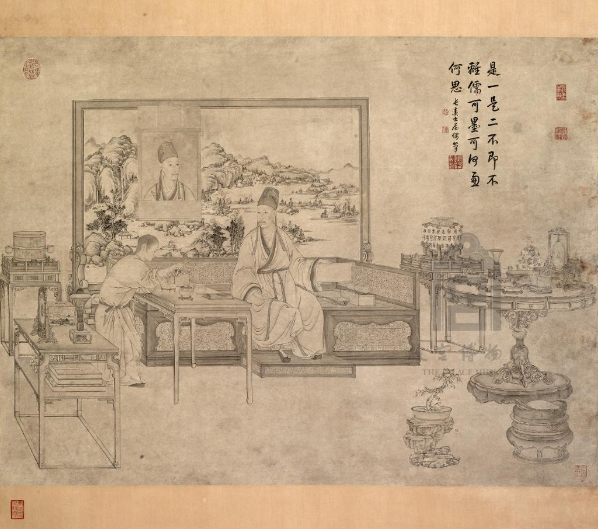 《乾隆皇帝是一是二图轴》。图｜故宫博物院官网