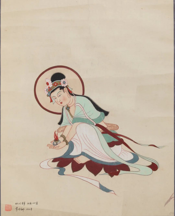 燃灯菩萨 常沙娜 纸本岩彩 51×65cm 1946-1947年 中国美术馆藏