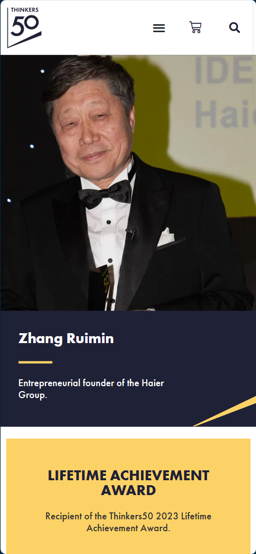 国内首位,海尔集团创始人张瑞敏被授予 thinkers50 终身成就奖|张瑞敏