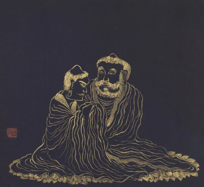 罗汉册八开之七 齐白石 纸本金笔 27.5×31.1cm 1920年 中国美术馆藏
