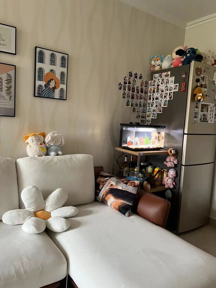 购房后手头紧张，原房主装修也不错，两人只陆续布置了一些软装|讲述者供图