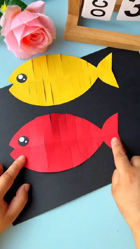 剪纸小鱼宝宝超喜欢的剪纸小鱼手工来啦