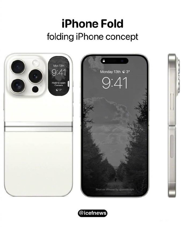 折叠屏iphone概念图从网传的图片可以发现,iphone fold主要是基于最新