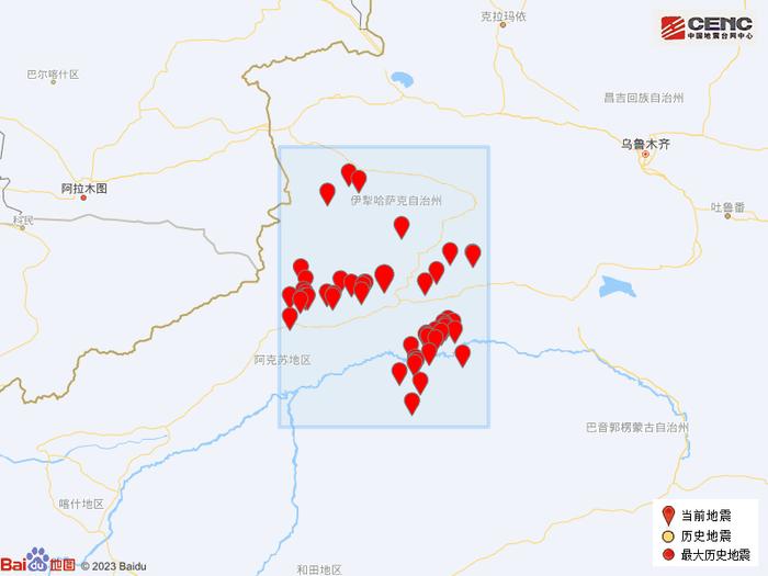 最大地震是2020年1月16日在新疆阿克蘇地區庫車縣發生的5