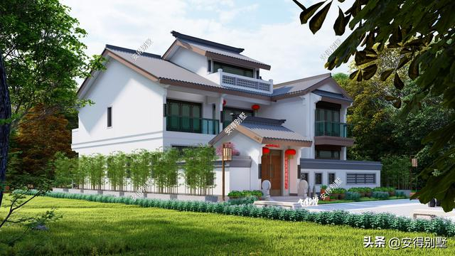 小而精致的2层中式合院设计,打造温馨居家生活,农村建房首选!