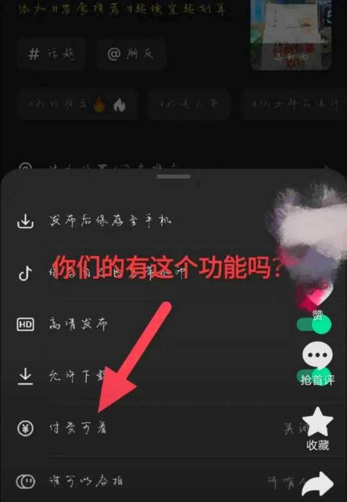 图注：抖音APP内的付费视频设置页面