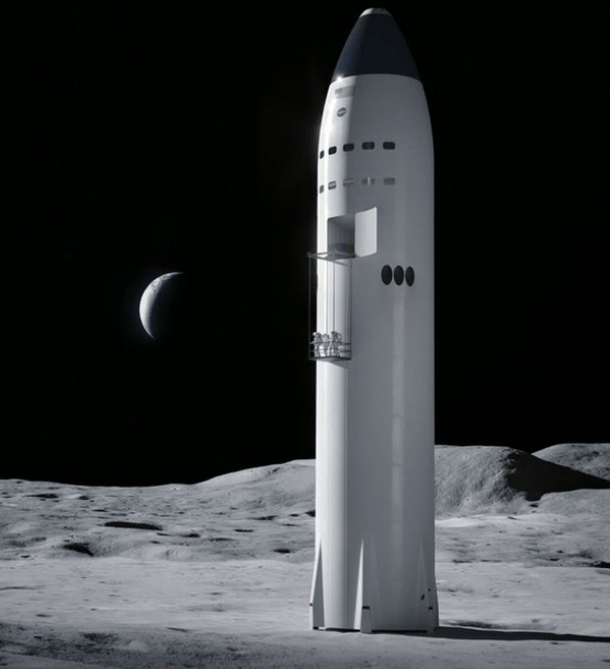 星舰的HLS版本，将会是“重返月球”的关键一步。图片来源：NASA