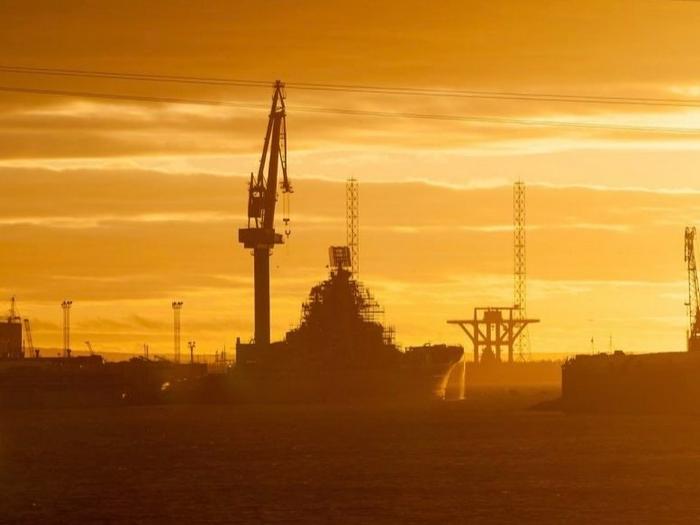 10月份，原名“加里宁”号，动力底将堆安装了MR-650和新顶板雷达的巡洋纳西莫夫海军上将号 图源：红星台