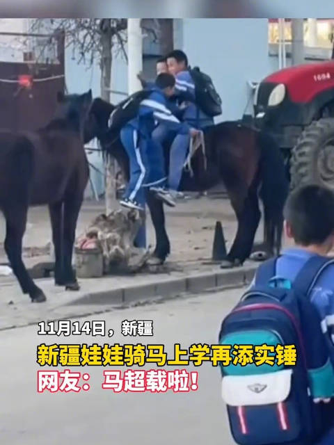 实锤了原来新疆小朋友真的会骑马上学