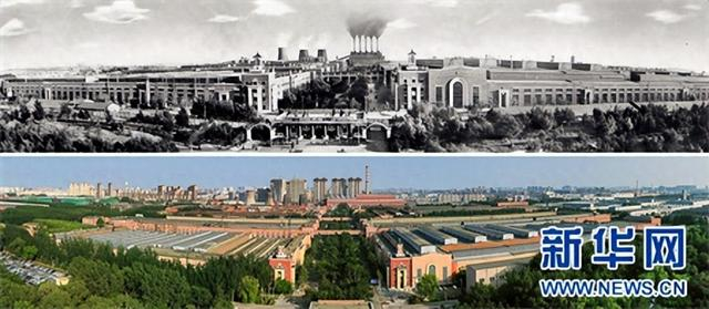 上图为20世纪50年代的第一汽车制造厂厂区图片（资料照片）；下图为现今一汽厂区全景。