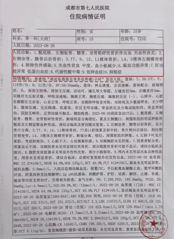 医院出具的丹丹住院病情证明。图片来源/受访者供图 