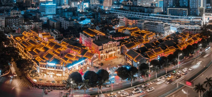 巷鸟瞰图正在建设中的邕州古城·水街历史文化街区是南宁市百年老街区