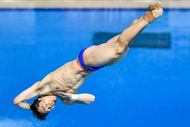 王宗源在男子3米跳板比赛中。新华社记者 伍志尊 摄