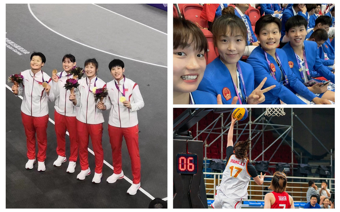 身披三人女篮17号战袍，王馨雨2023年收获满满。  受访者供图