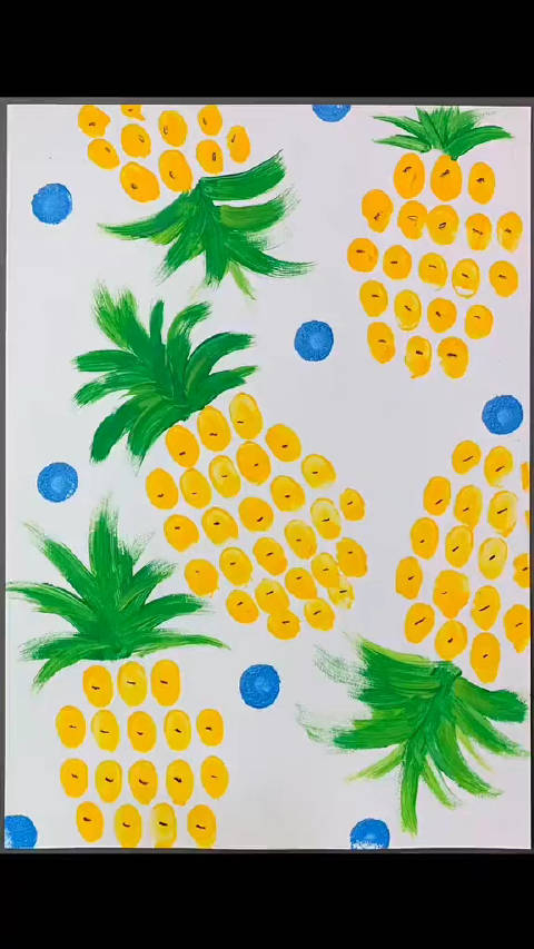 用手指就能画酸酸甜甜的菠萝,非常适合小盆友操作哦!