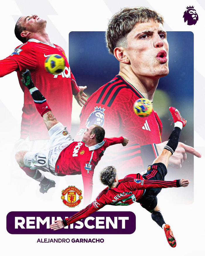 官方认证英超官方晒加纳乔鲁尼倒钩海报英超历史伟大进球