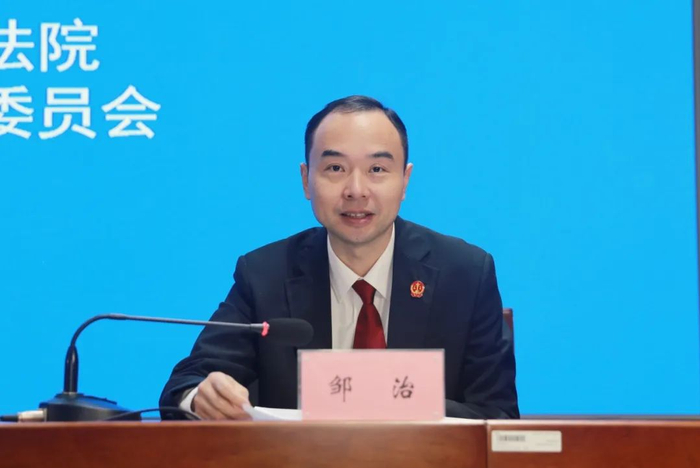 发布会上，北京二中院民二庭庭长邹治介绍典型案例。