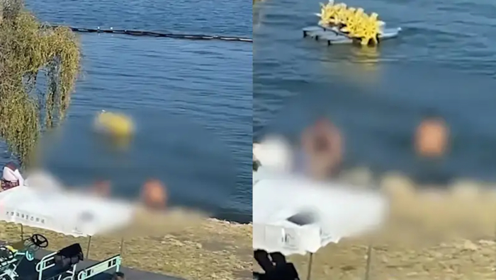 网传女子在洱海裸泳