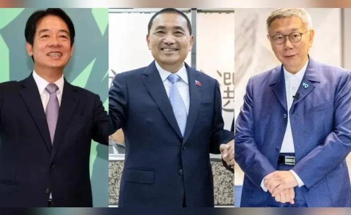 民进党参选人赖清德、国民党参选人侯友宜、民众党参选人柯文哲(从左至右),图自台媒