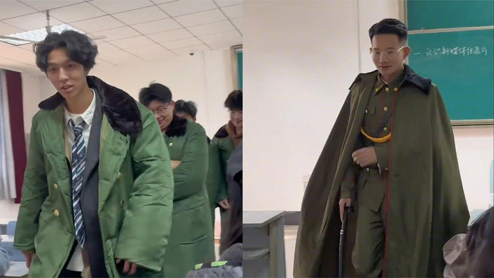 大家说好一起穿军大衣上课,不料有个偷穿少帅装,第2天惨被孤立__财经