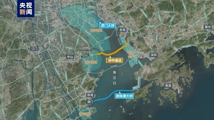 深中通道路线示意图。央视新闻 图