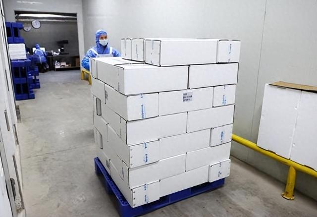 　　 12月1日，在鳟贵鲜食科技有限公司加工车间，工作人员运送打包好的产品。记者石磊摄