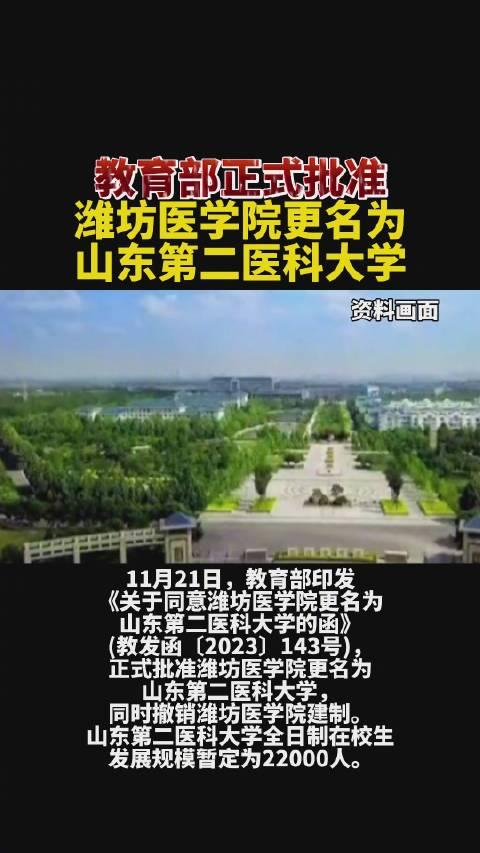 濰坊醫學院更名為山東第二醫科大學