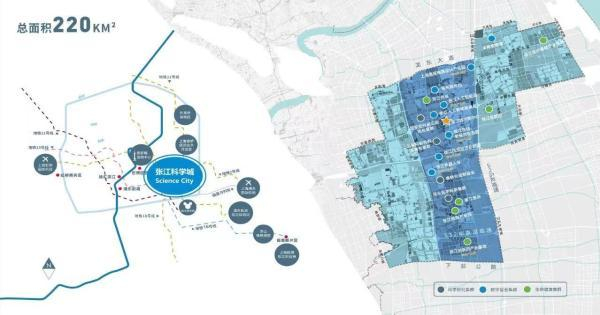 张江科学城扩区至220平方公里图。图片来源：上海科创办