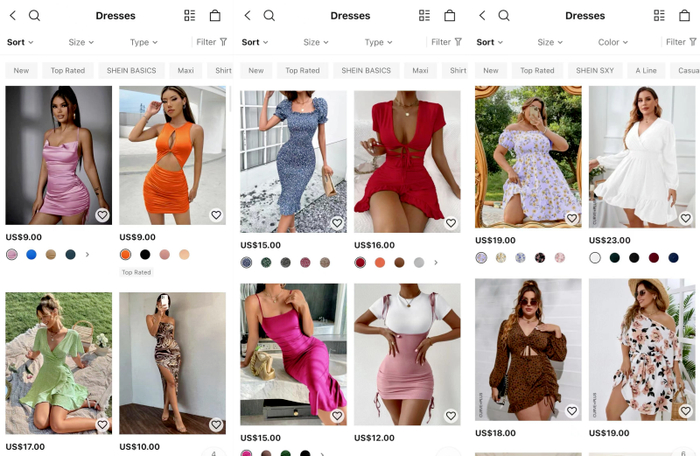 ▲按需生产之下，SHEIN平台上的服装款式迭代迅速。