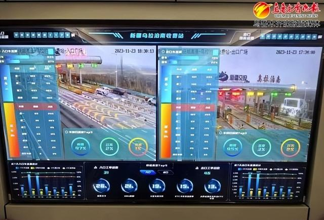 　　乌拉泊南收费站数据可视化平台。记者马婷 通讯员于紫瑶摄