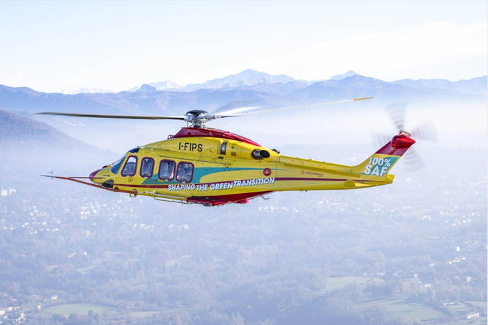 aw139直升机完成可持续航空燃料飞行测试