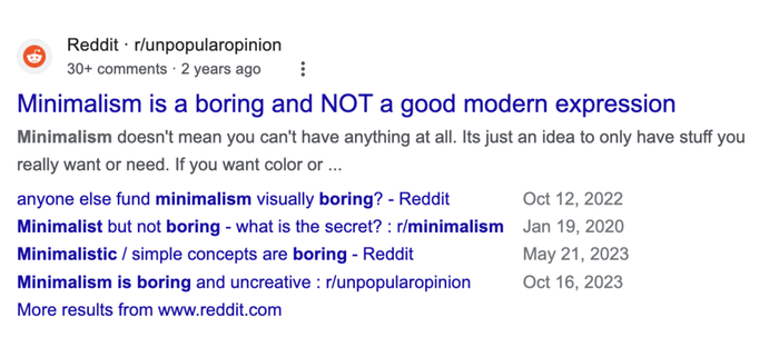 reddit 上吐槽极简无聊的讨论帖数并不少