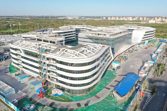 　　中国卫星网络集团有限公司雄安新区总部（2023年9月30日摄，无人机照片）。新华社记者 朱旭东 摄
