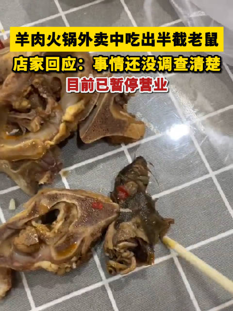 羊肉火锅外卖中疑似吃出半截老鼠,店家:已暂停营业_手机新浪网