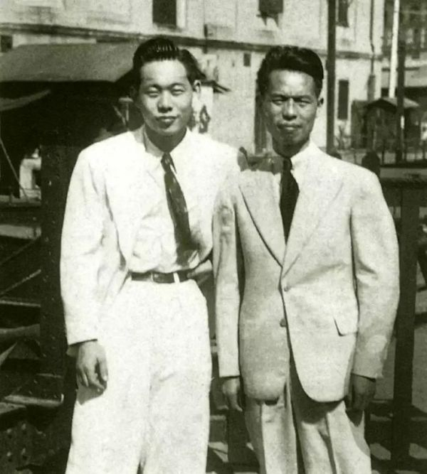 吴大羽和学生赵无极合影于上海，1948年