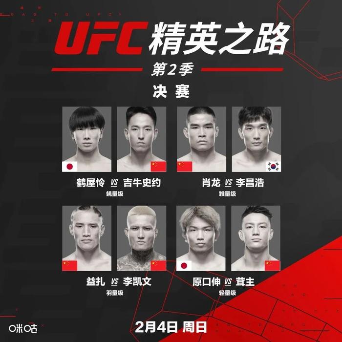 重磅官宣ufc精英之路第二季決賽明年2月4日開戰