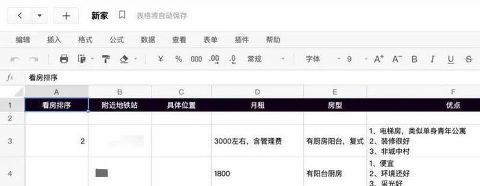 一點,趙芮去豆瓣租房相關小組找轉租帖,建了個名為《新家》的電子表格