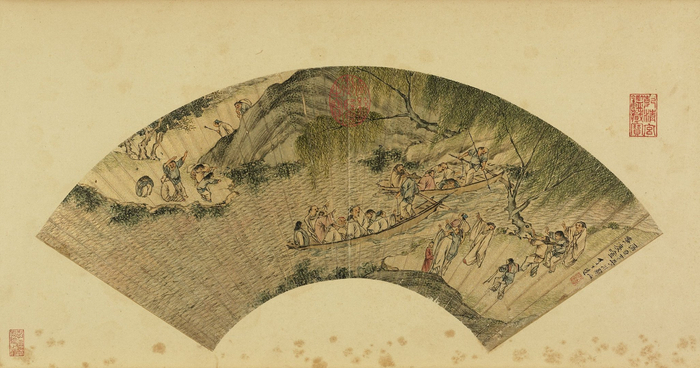 平川归渡 扇面  1368——1644   明 李士达 台北故宫博物院藏